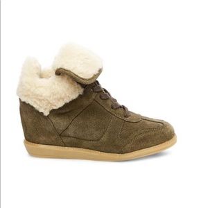 Steve Madden olive green Rocky suede wedge sneaker